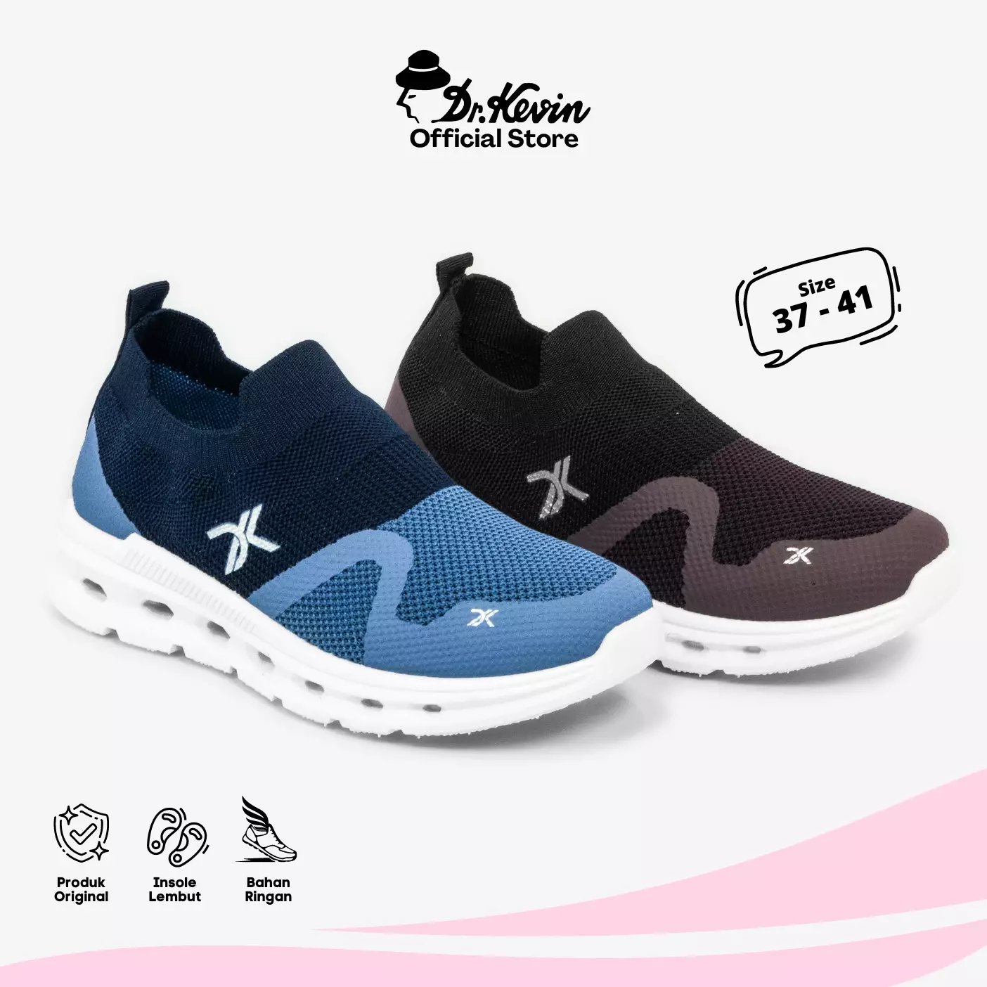 Dr. Kevin Sepatu Olahraga Sport Wanita Sneakers Rajut Slip On 589-076