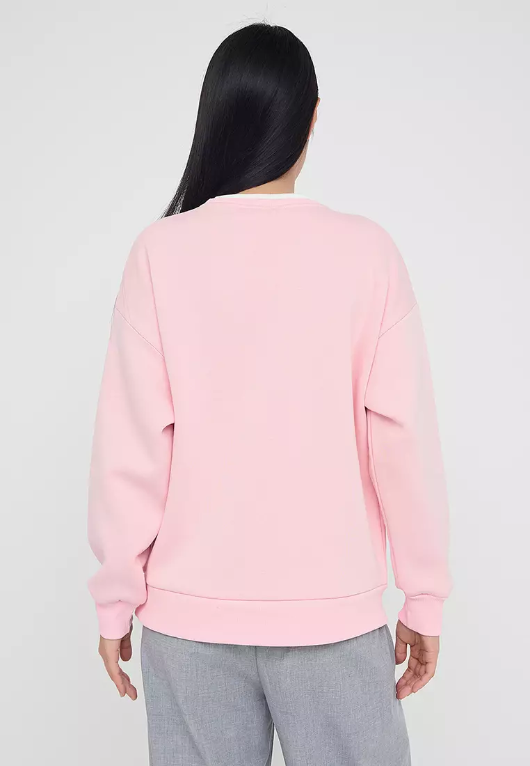 Light Pink Color Block Oversize/Wide Pattern Thick Knitted Sweatshirt Twoaw26Sw00025