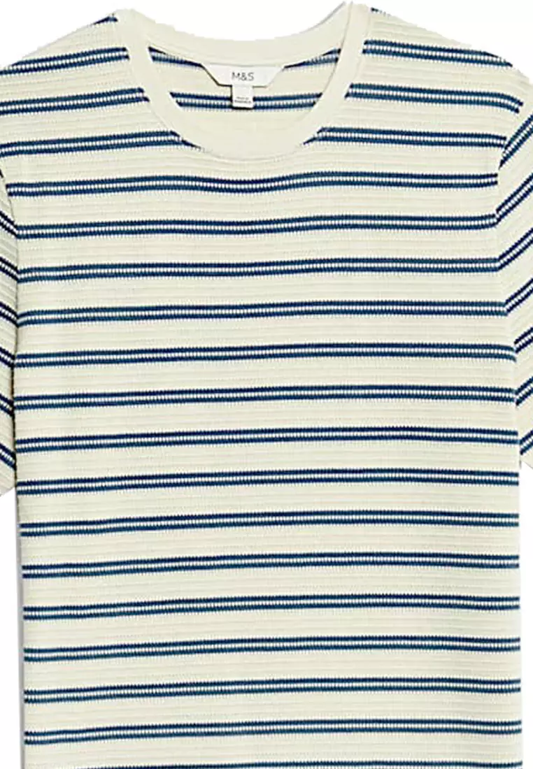 Cotton Rich Striped Textured T-Shirt