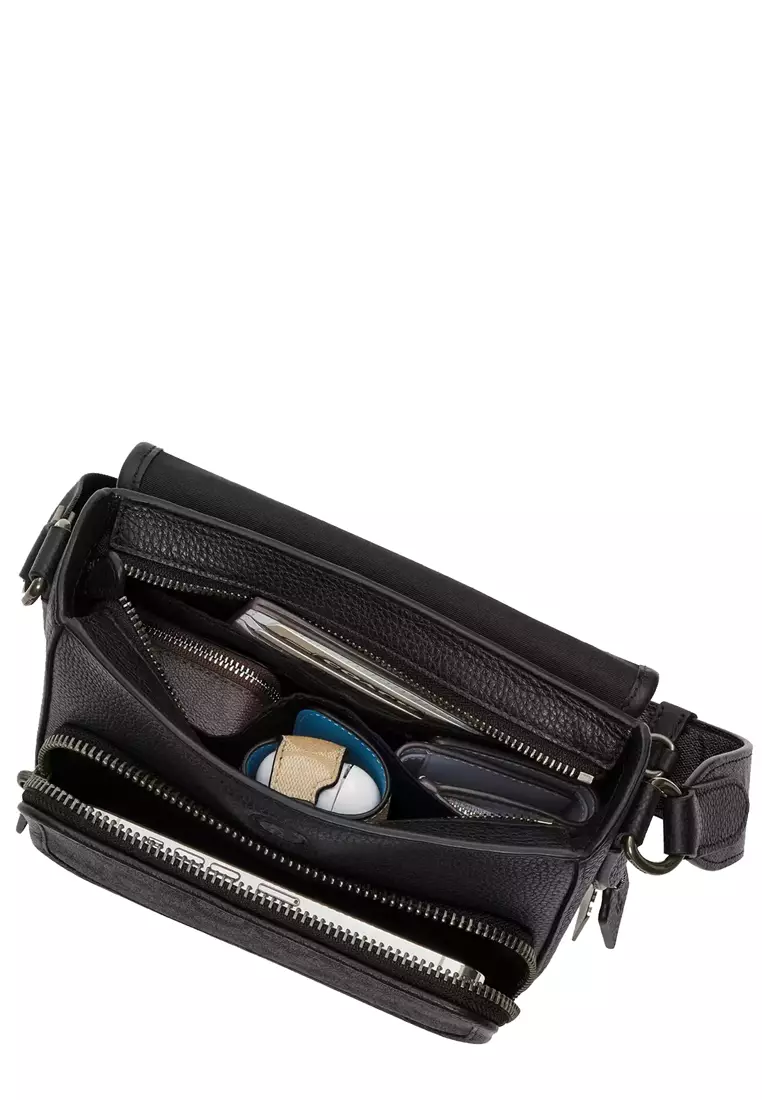 Sullivan Flap Crossbody Bag In Signature Canvas in Charcoal/ Black CZ396