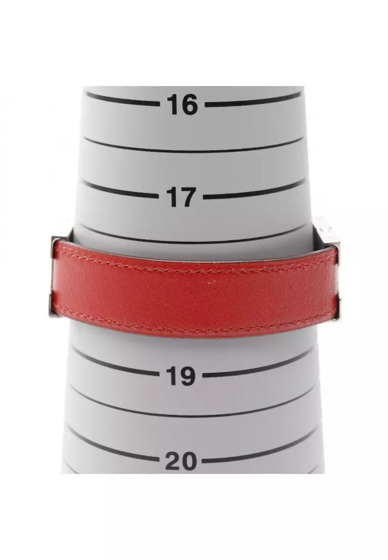 Pre-Loved Hermès Lurie bracelet leather Silver Red purple