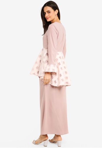 Buy Kurung Peplum Lace from Gene Martino in Purple at Zalora