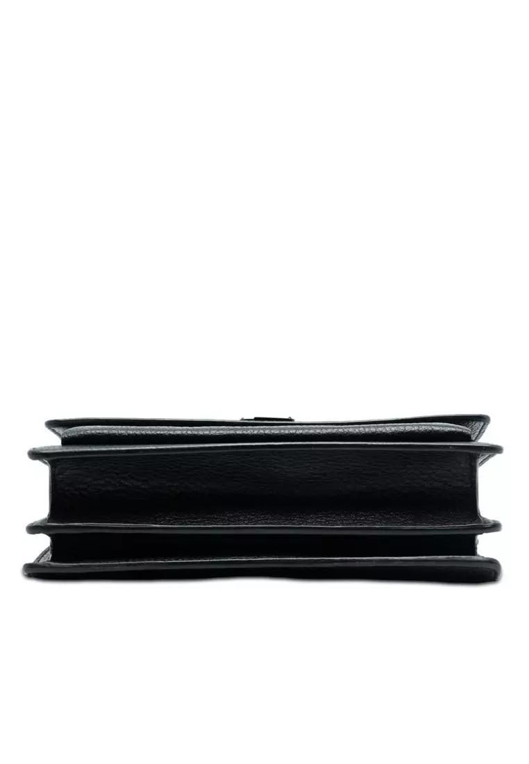 Pre-Loved Saint Laurent Medium Grained Calfskin Guitar Strap Monogram Sunset Crossbody