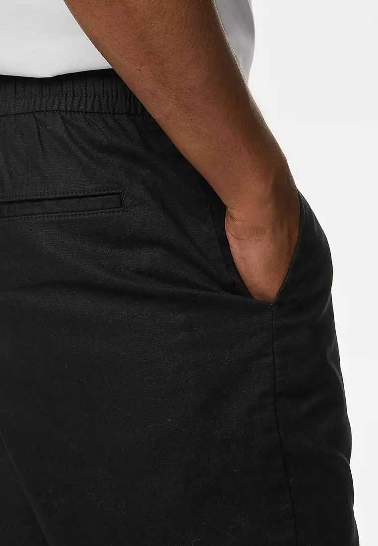 Linen Blend Elasticated Waist Stretch Shorts