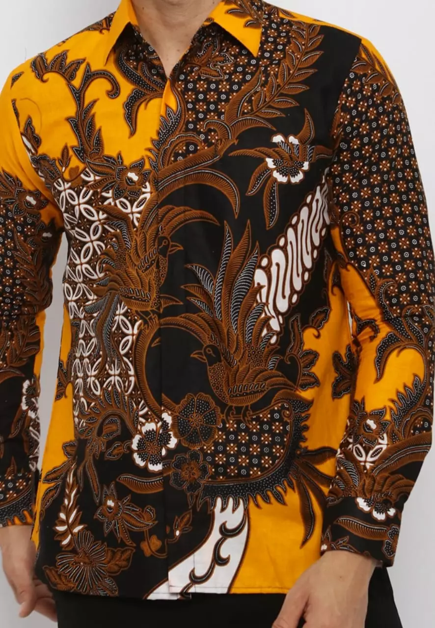 Kamajaya Yellow Kemeja Batik Pria Premium Slimfit Modern Lengan Panjang