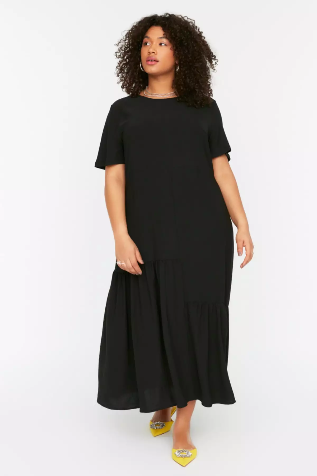Plus Size Round Neck Maxi Dress