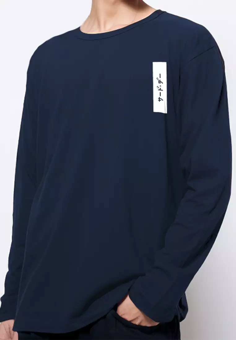 MTE99 long sleeve dakir katakana on white ver nvy Third Day Navy