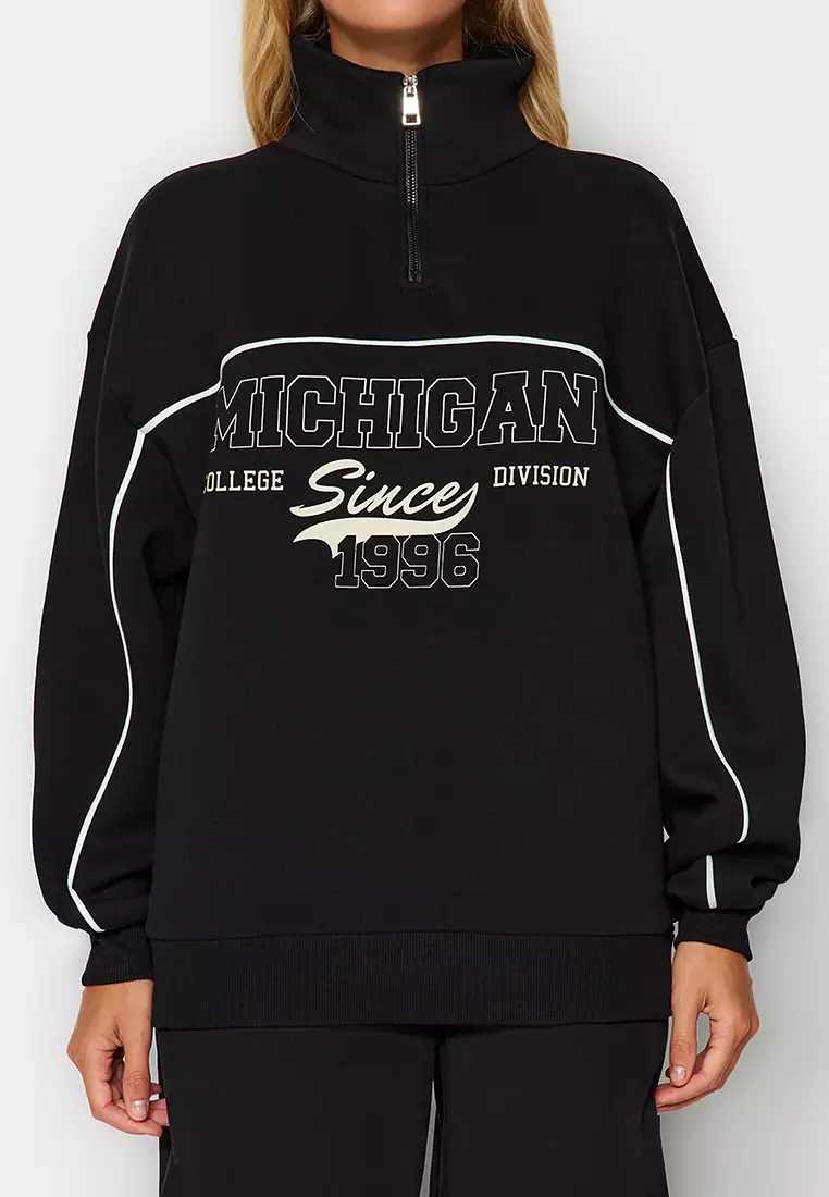 Zipper Printed Sweatshirt