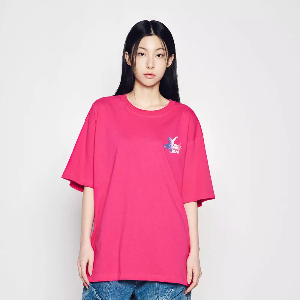 FRENCH SCRIPT LOGO SHORT SLEEVE T-SHIRT HOT PINK
