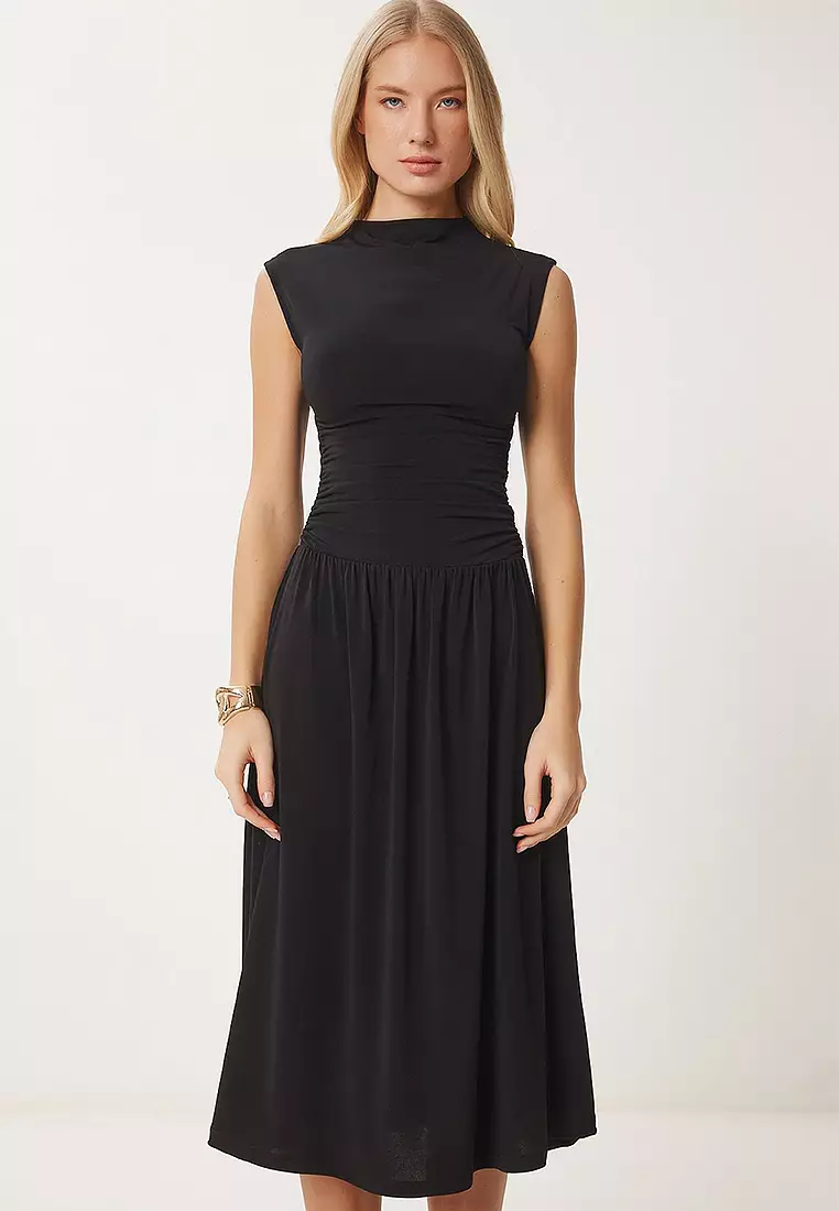 Gathered Midi Sandy Dress