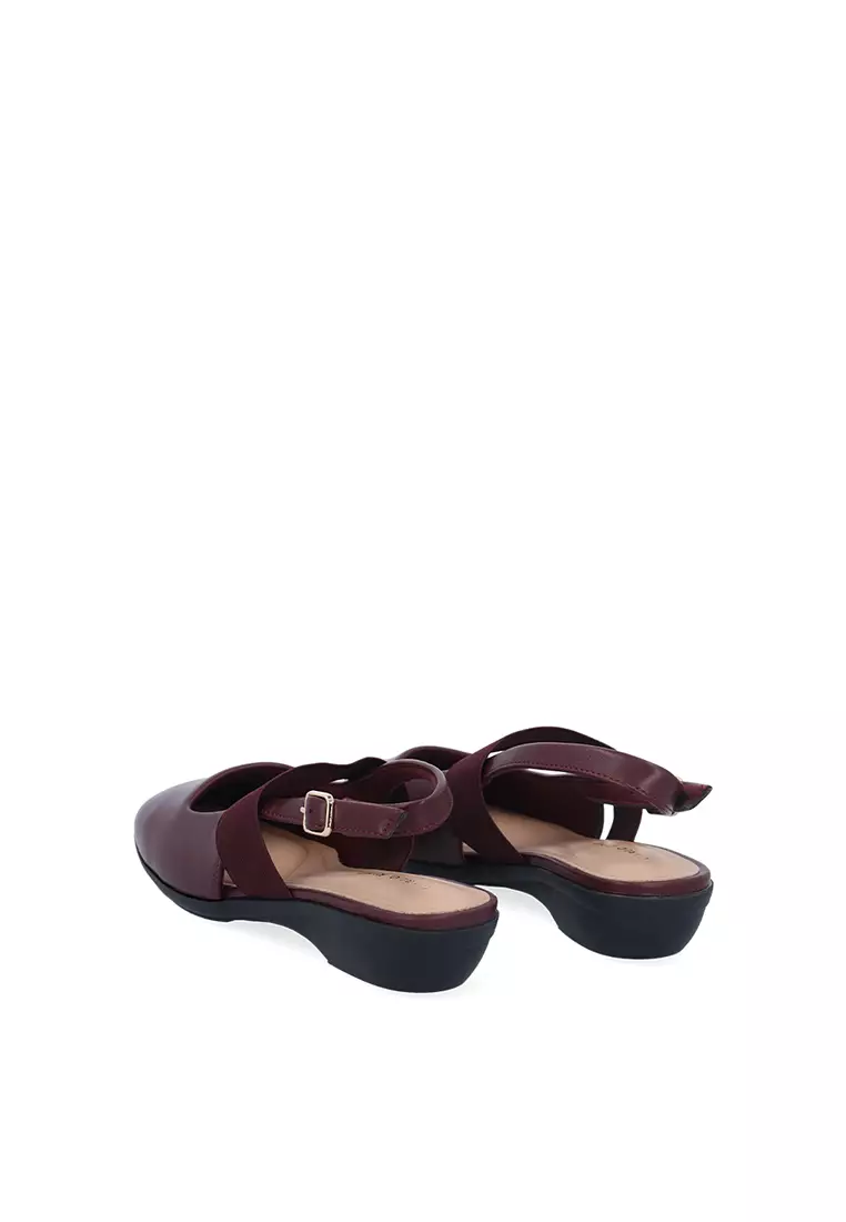 Maroon Tessa Elastic Slingback Pumps