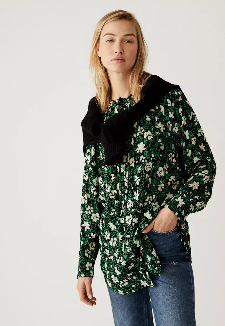 marks and spencer tie neck blouse