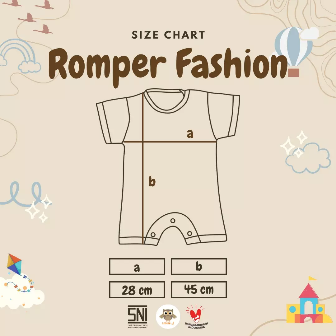 Little J Jumsuit Bayi Jumper Pendek Anak Romper Baju Kodok Motif Rakun SNI Lokal