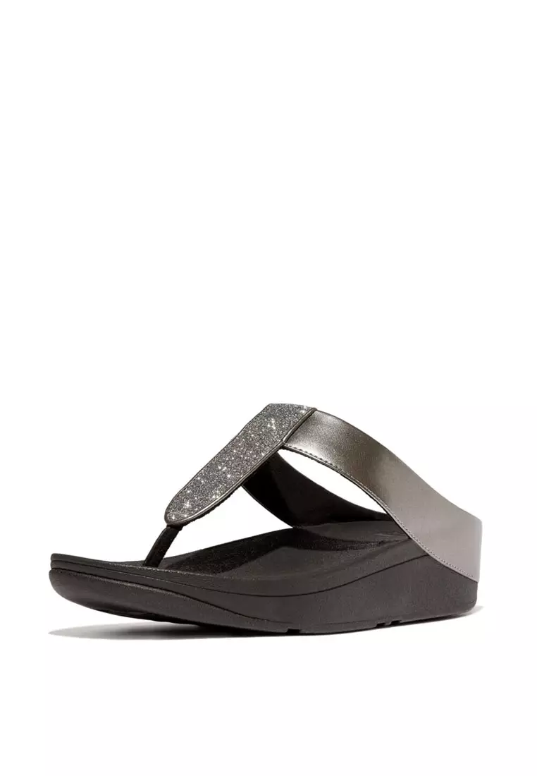 FINO Women's Glitterdust Metallic Toe-Post Sandals - Pewter (IK5-054)