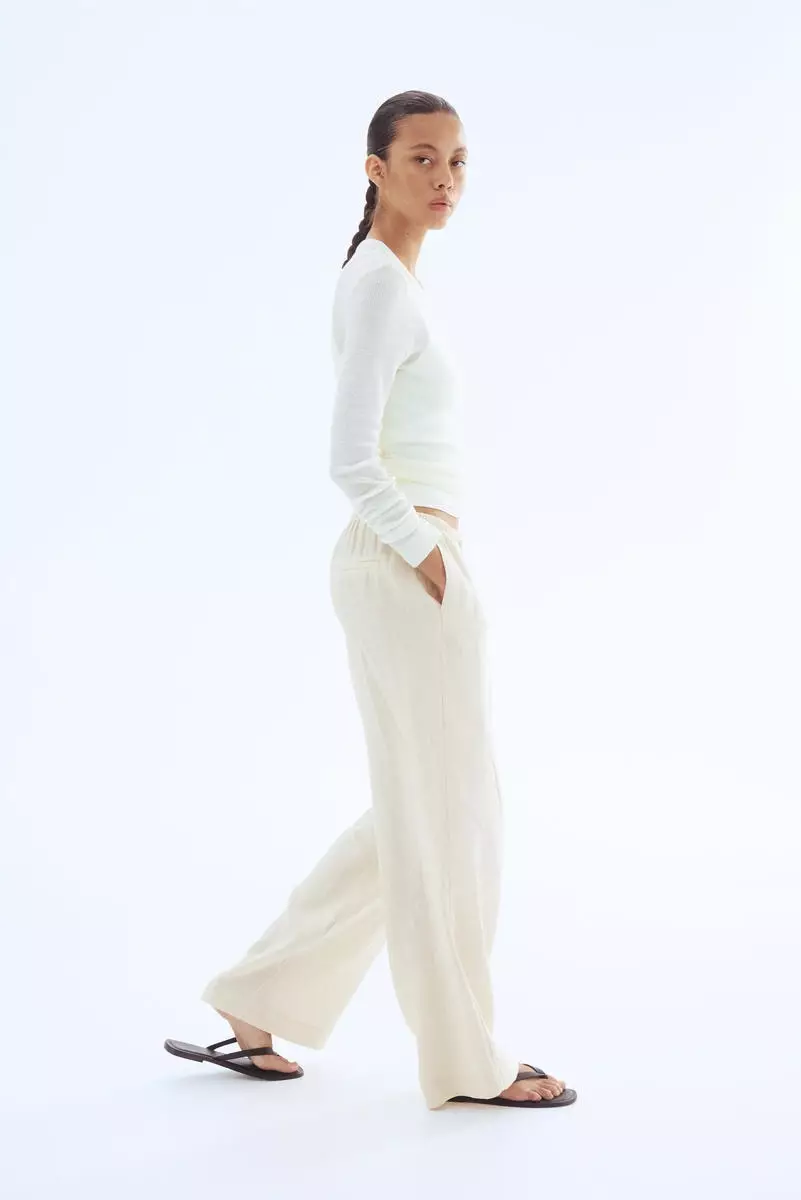 Linen drawstring trousers