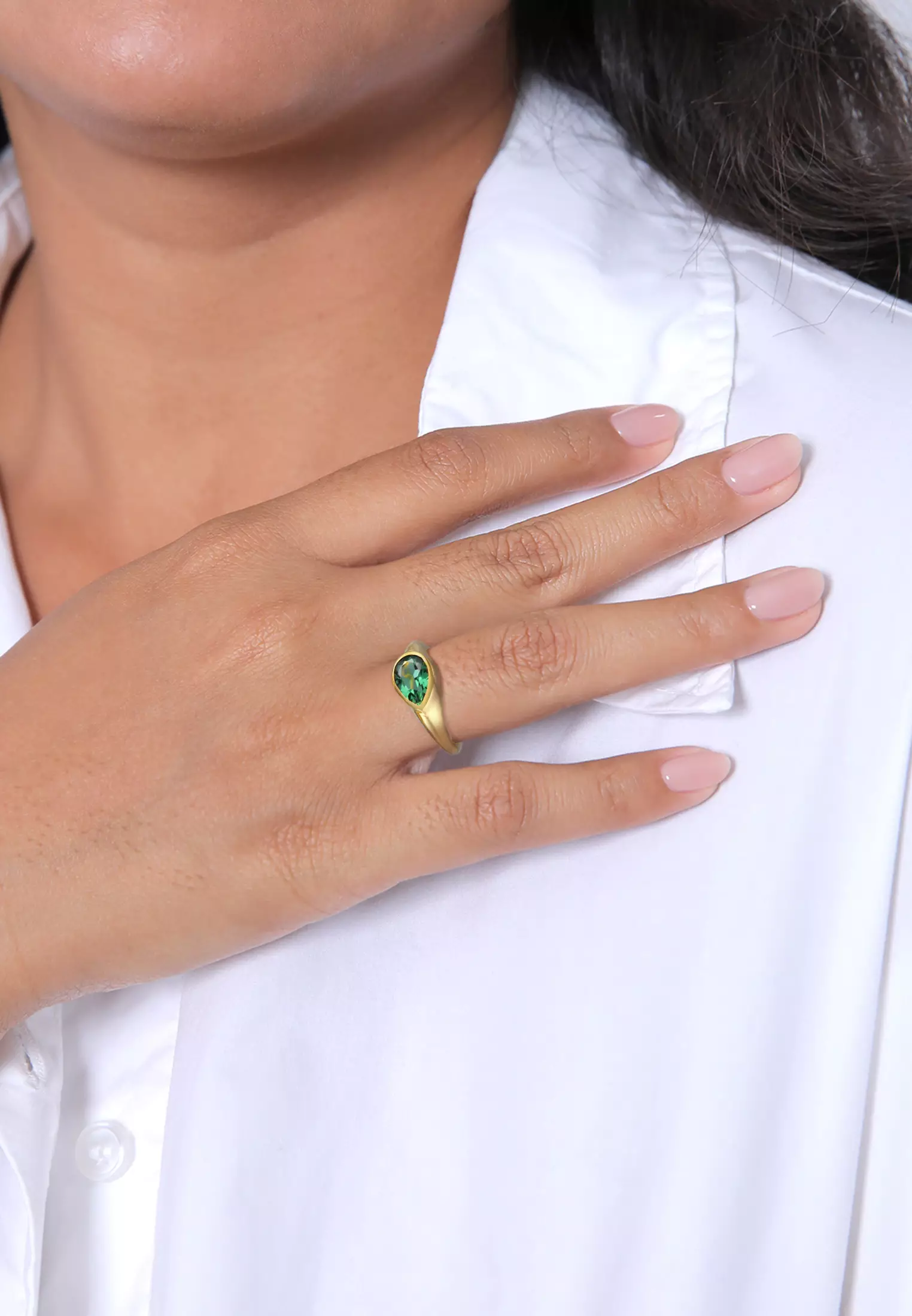 Ring Signet Trend Quartz Gemstone Gold Plated