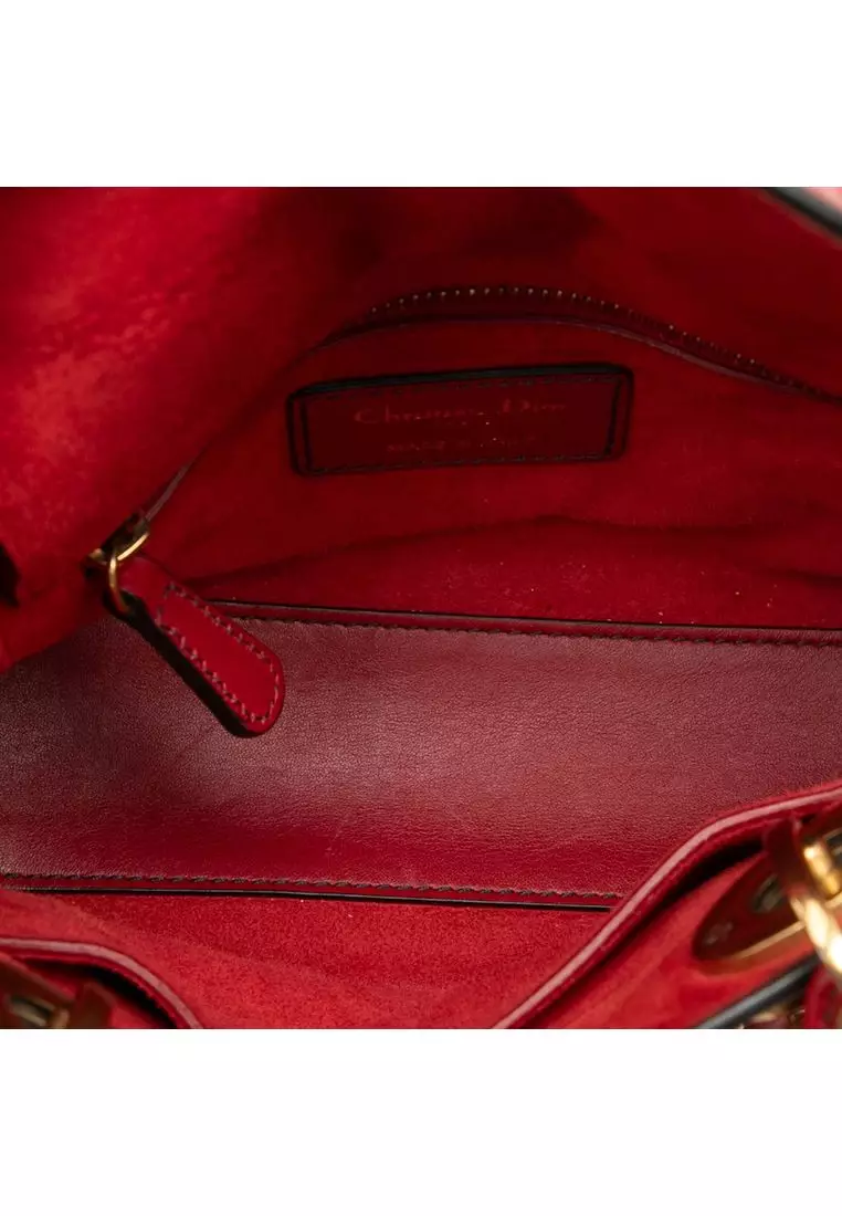 Pre-Loved Dior Mini Lambskin Cannage Studded Supple Lady Dior
