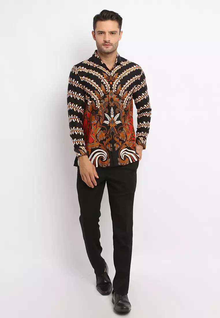 MAGINOT GASENDRA BLACK Batik Slim Fit Lengan Panjang