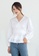 LYCKA white LBB5018 Korean Style  Spring-Summer Lady V-Neck Long Sleeve Blouse -White 561BCAA44F3A89GS_1