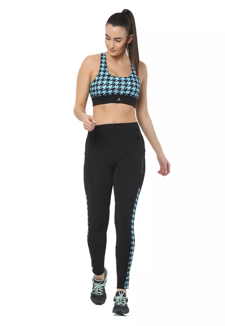 几何有氧运动/锻炼黑色紧身裤