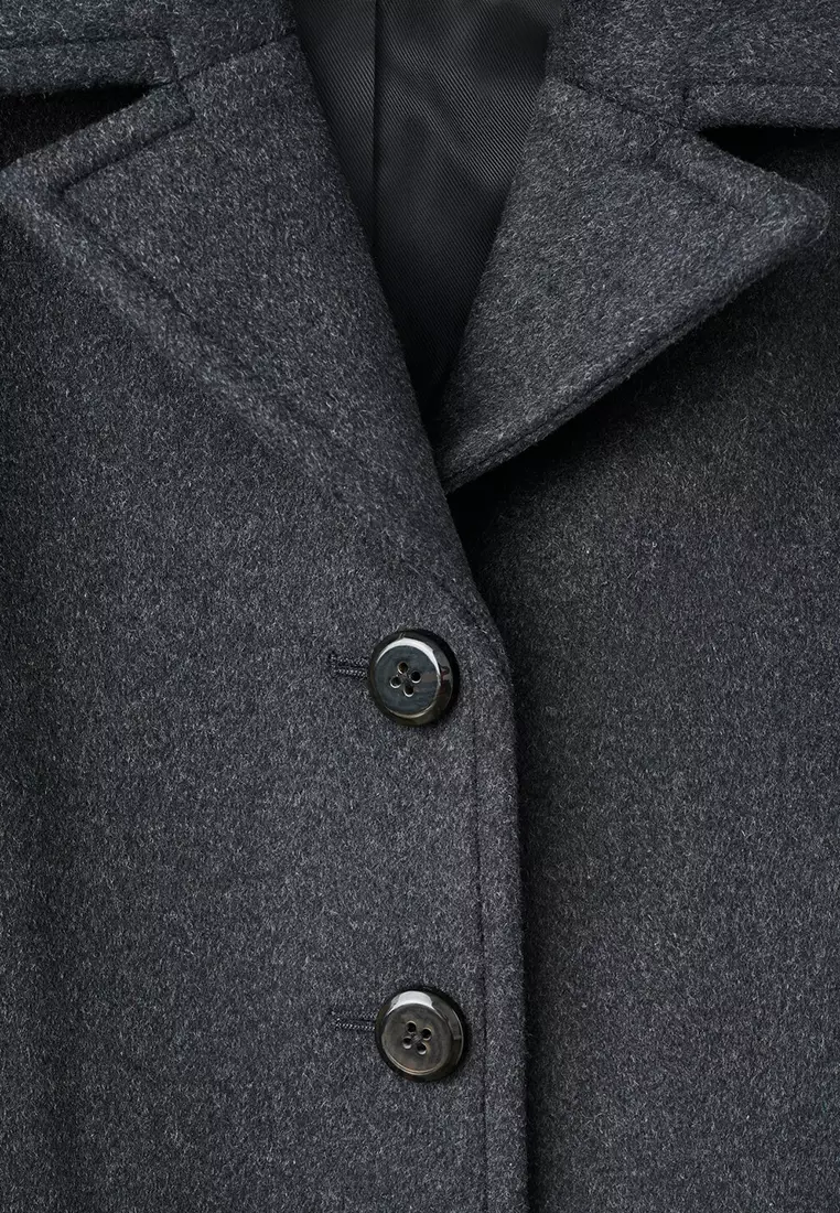 Wool-Blend Coat With Button Fastening