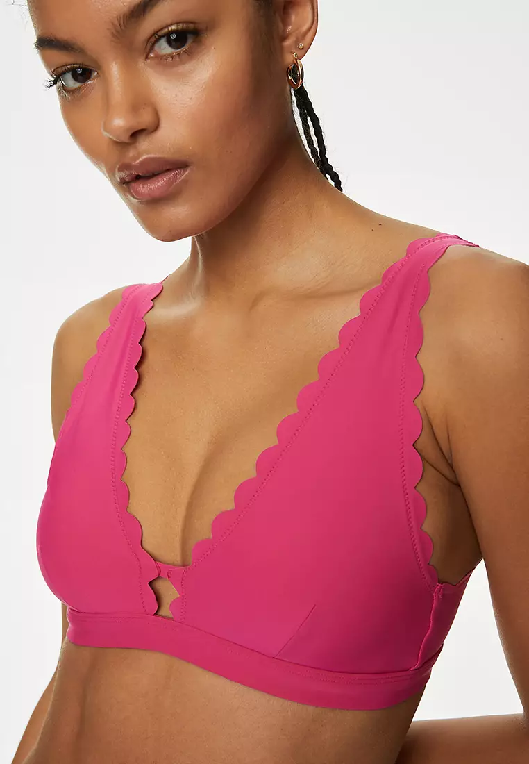 Neoprene Padded Scallop Plunge Bikini Top