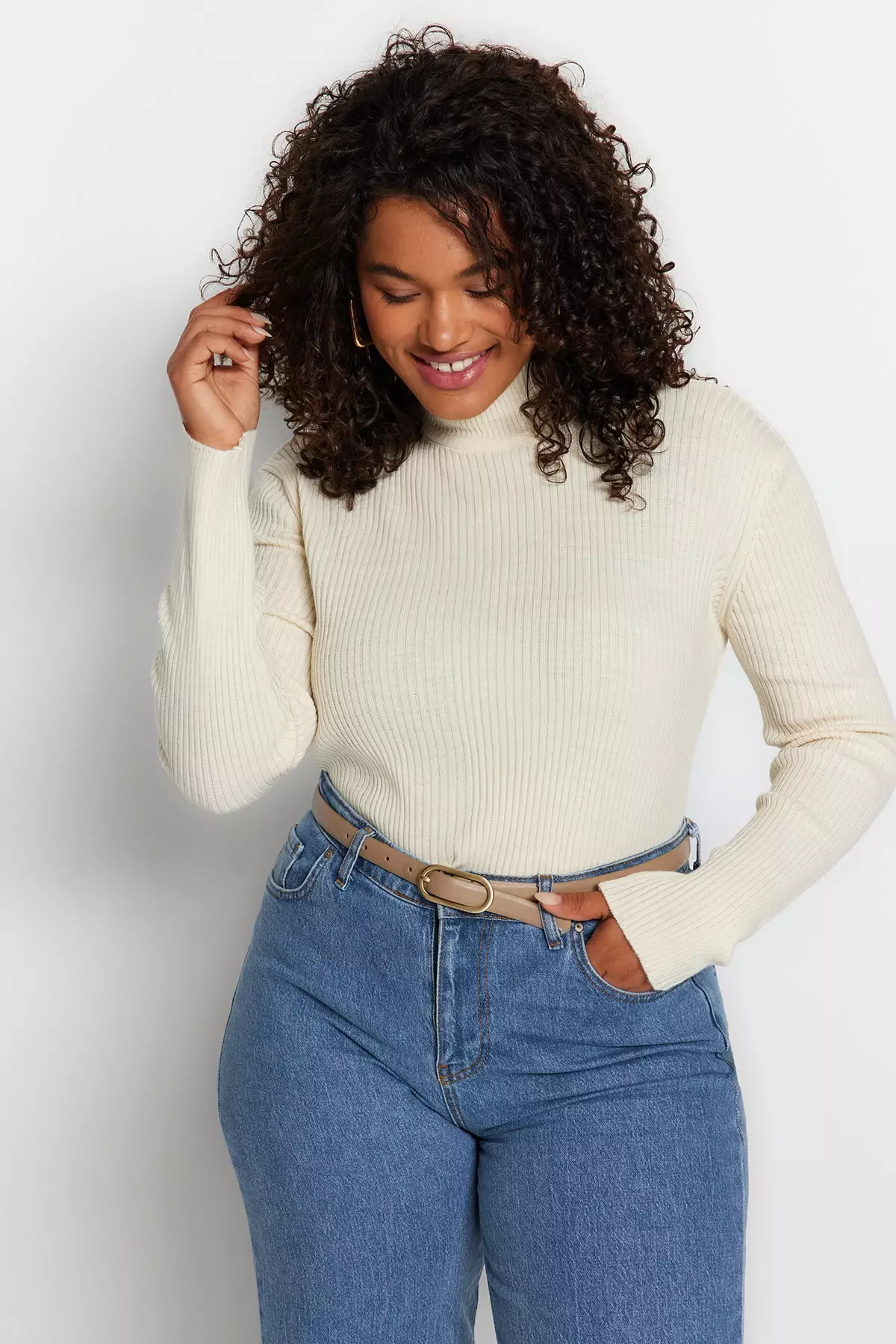 Plus size cream turtleneck sales