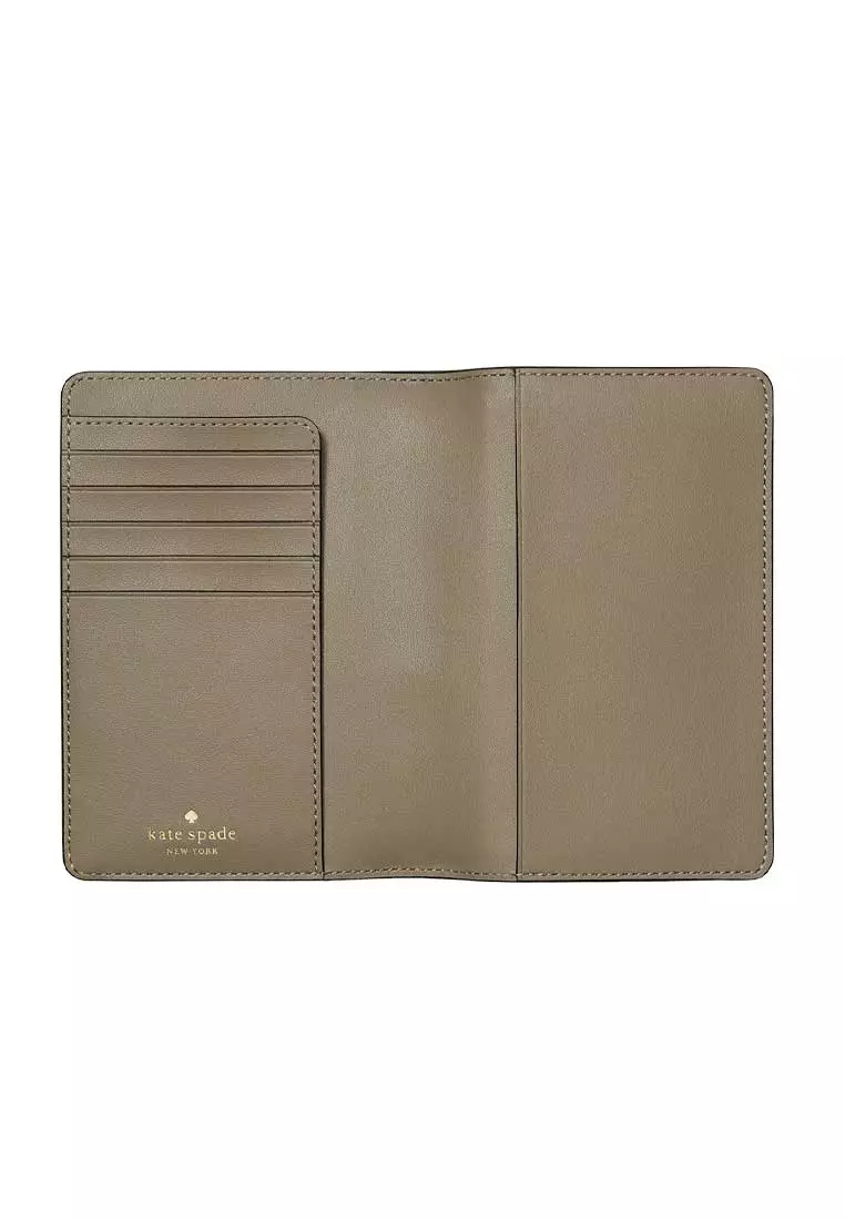 Saffiano Leather Passport Holder Oyster Shell KN778