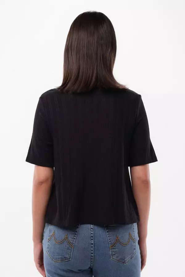 Minimal Jalla Rib Crop Top - Black