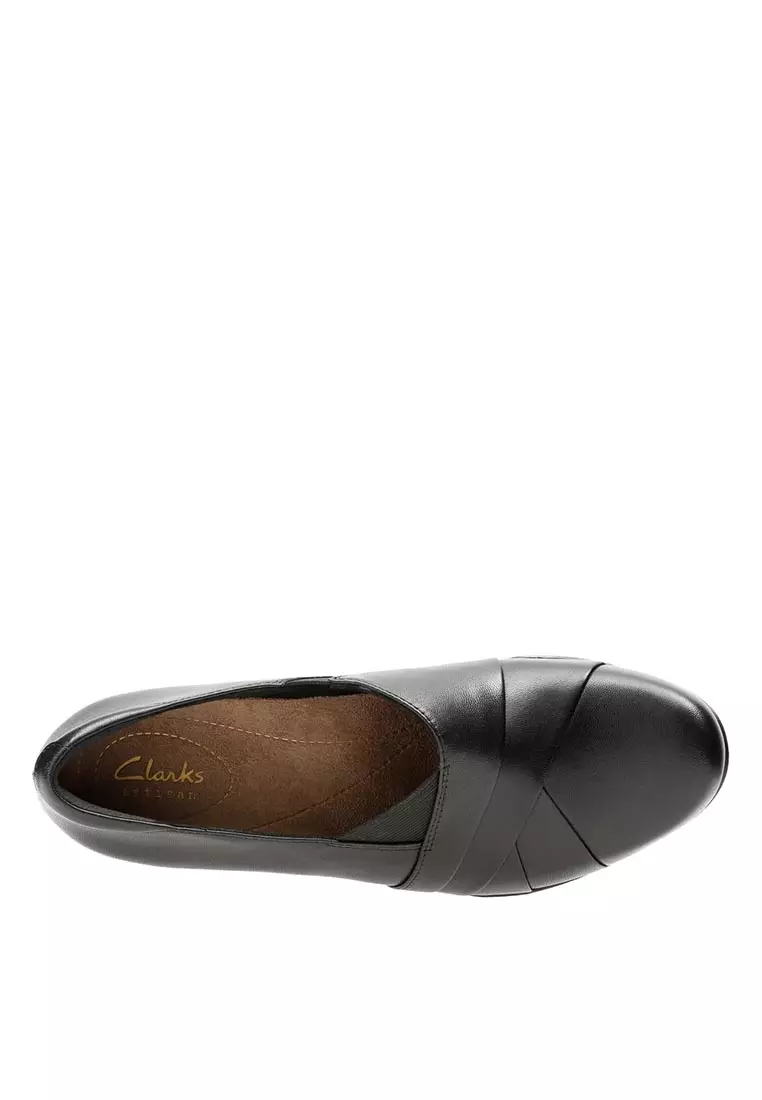 Womens Rosalyn Adele Court Shoes Black Leather - Wide Fit