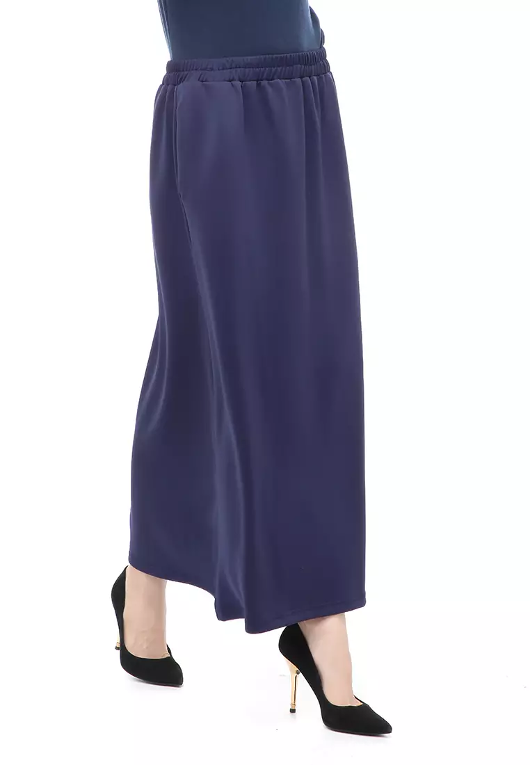 Rok Panjang Muslimah Polos Bawahan Wanita Regular Fit All Size - Navy