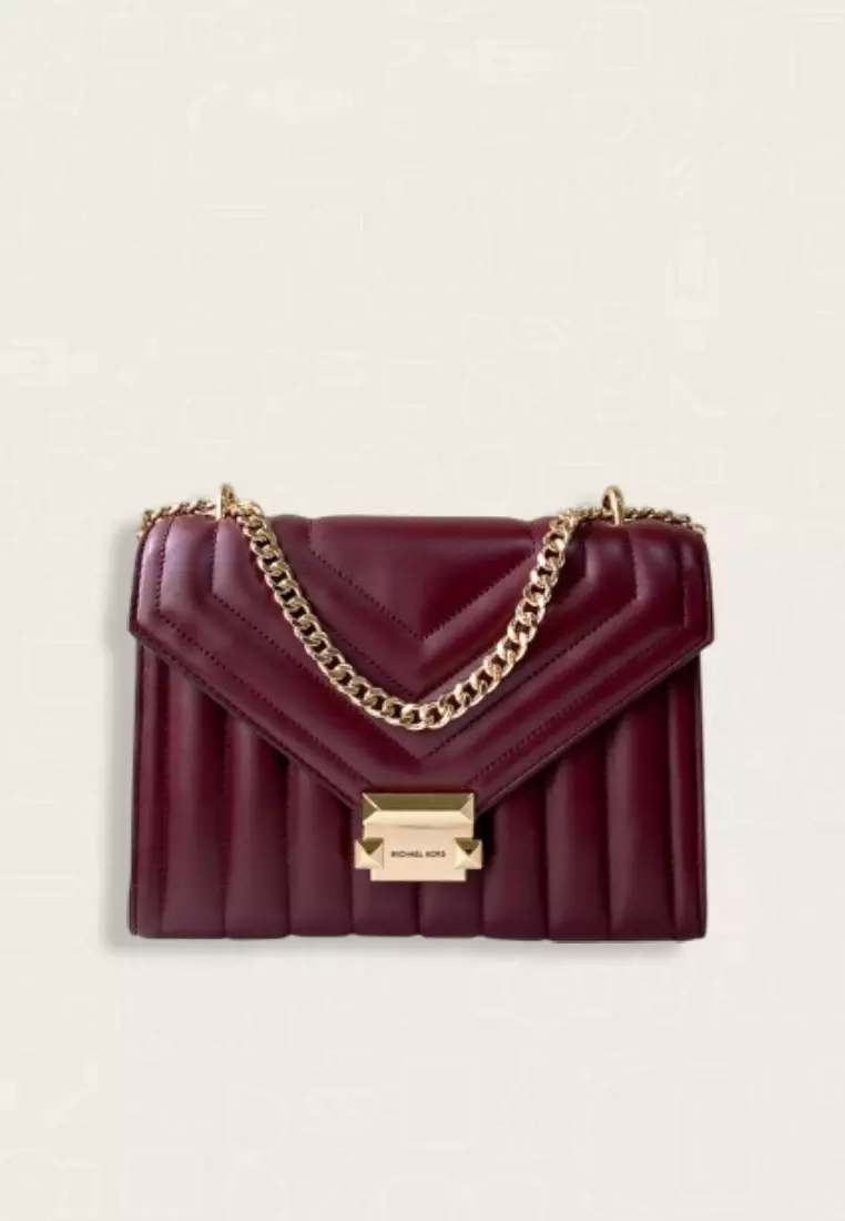 Michael Kors Whitney Medium Quilted Shoulder Bag Oxblood