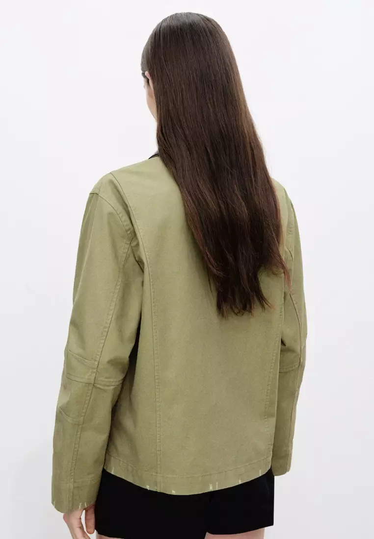 Cotton Jacket With Contrasting Collar