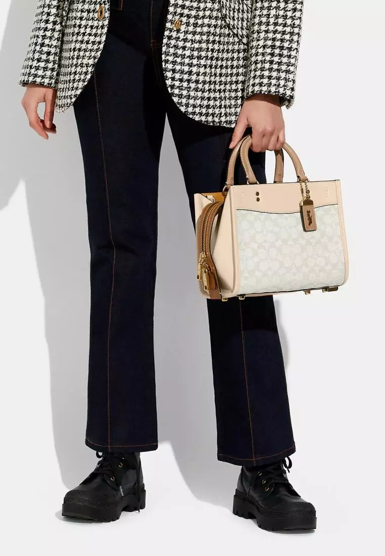 Coach Rogue 25 In Signature Textile Jacquard Chalk Ivory Multi