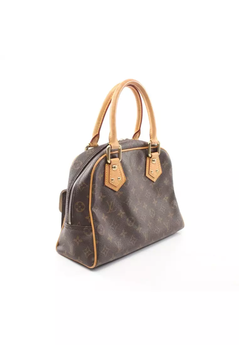 LOUIS VUITTON Manhattan PM Monogram Canvas Satchel Bag Brown