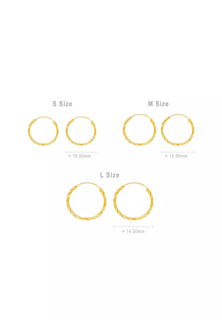 375/9K Gold Round Earrings S77B (L Size)