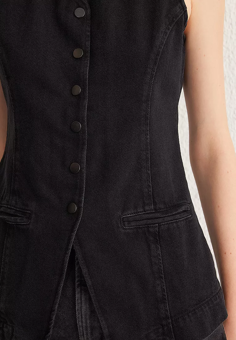 Stitch Detail Denim Vest