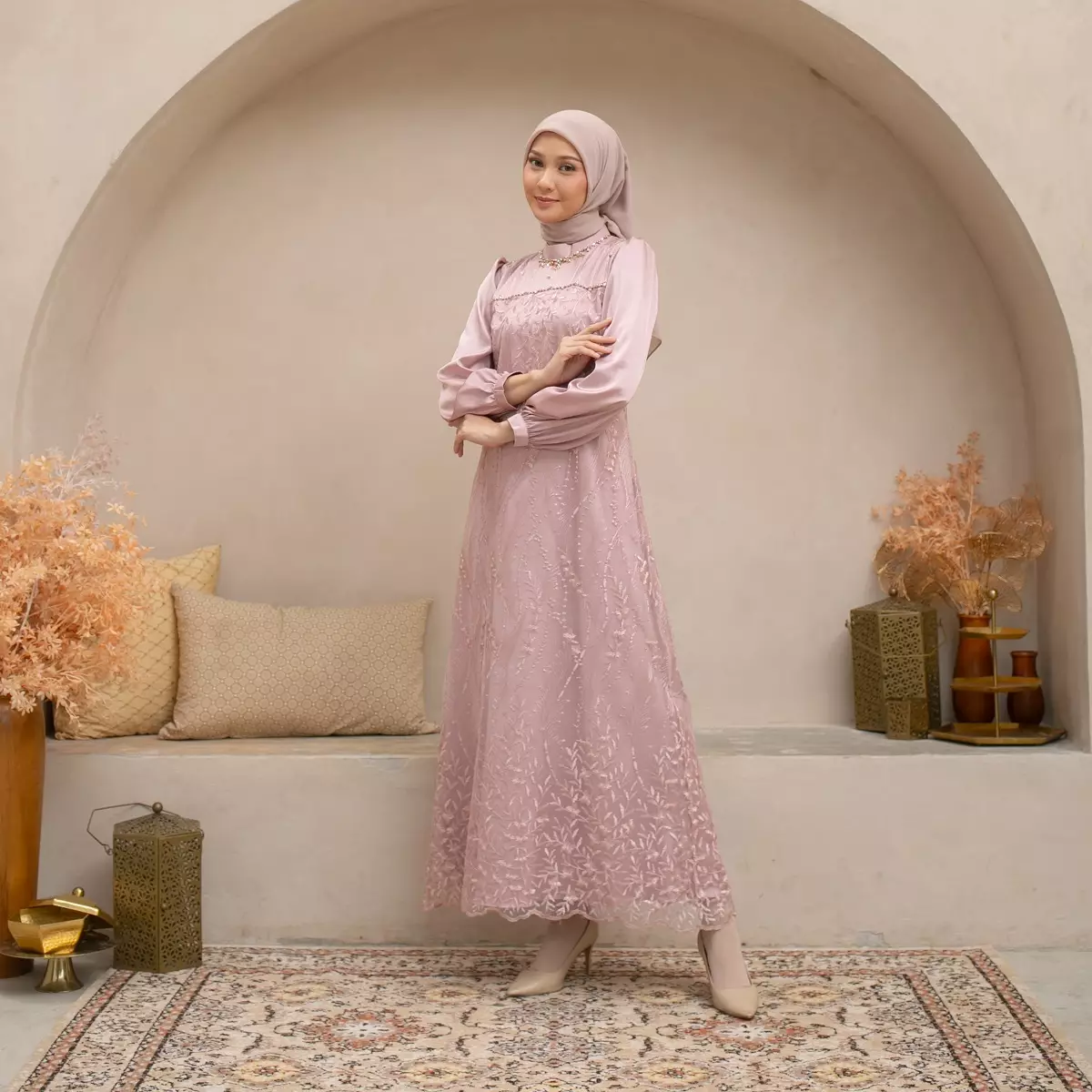 EPC Gamis Ameera - Dusty Pink - Brocade Collection