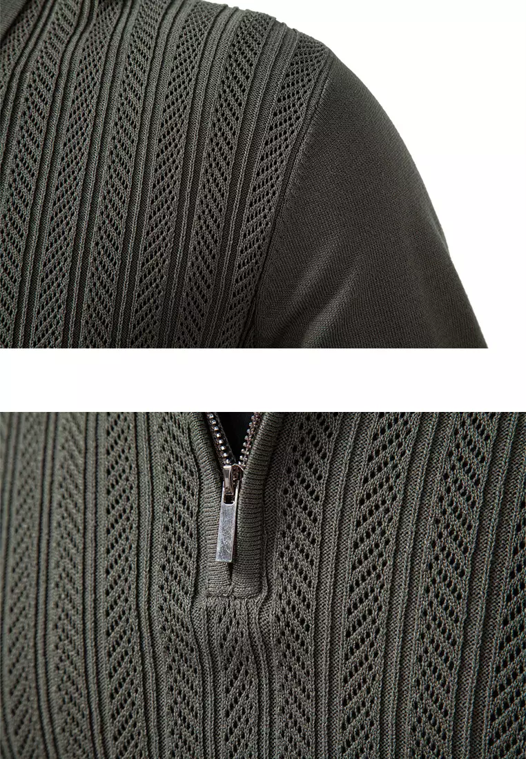 Half-zip Jacquard Knit Jumper AX-PSD6122