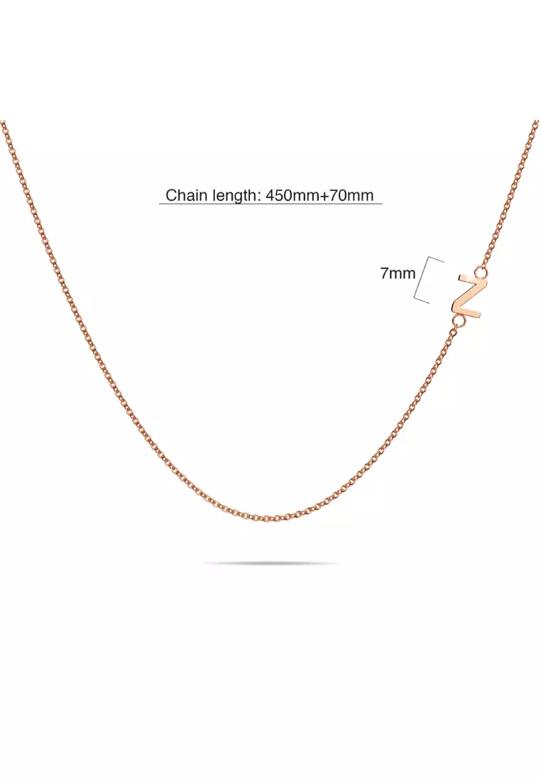 Sparkling Alphabet Initials Stainless Steel Necklace in Rose Gold - Z