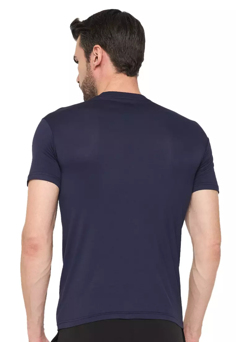 Premium Navy Men's Eco-Stretch Bamboo Training T-Shirt
