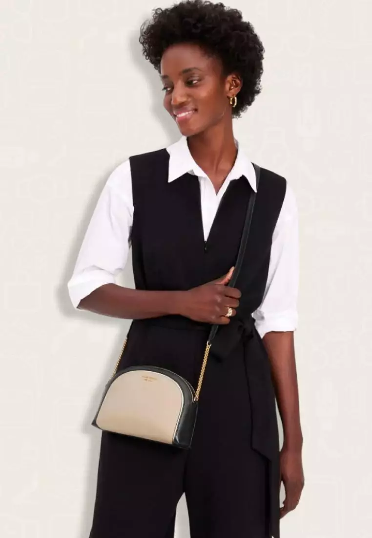 Kate Spade Morgan Colorblocked Double-Zip Dome Crossbody Earthenware Black Multi