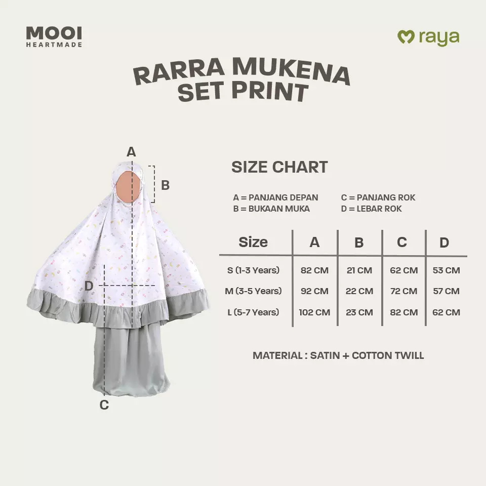 Mooi x Nussa Rarra Mukena Set Print Mukena Anak Perempuan Raya Collection - M