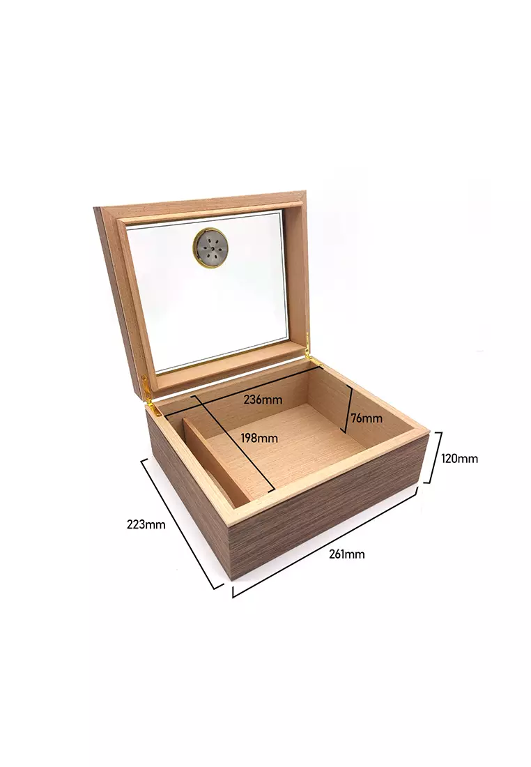 Acalava Thick 1Tier Black Walnut Wood Cigar Humidor Cigar Dry Box