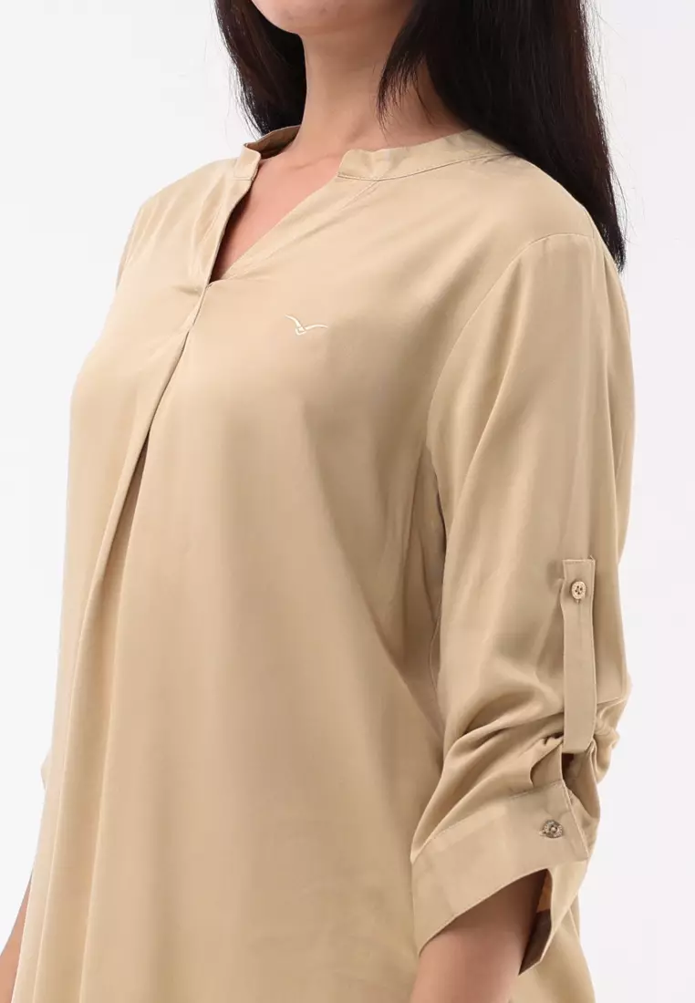 Plain Single Bold Twill 3/4 Blouse