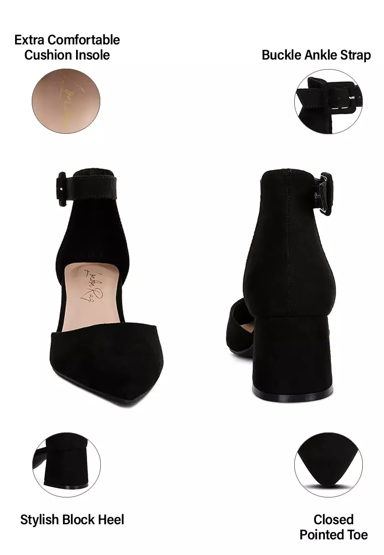 Sandal Kasual Bertumit Tengah Hitam