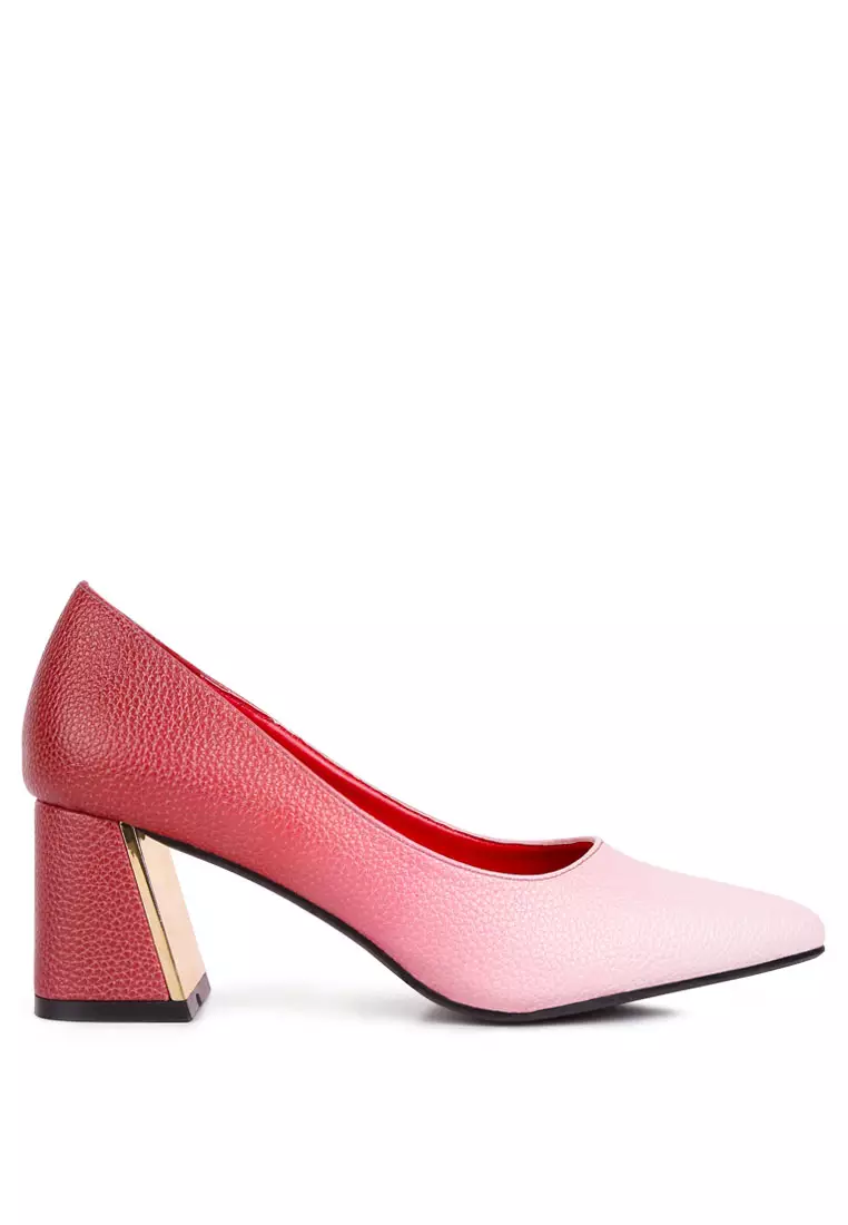 Buy London Rag Red White Metallic Accent Block Heel Pumps 2023