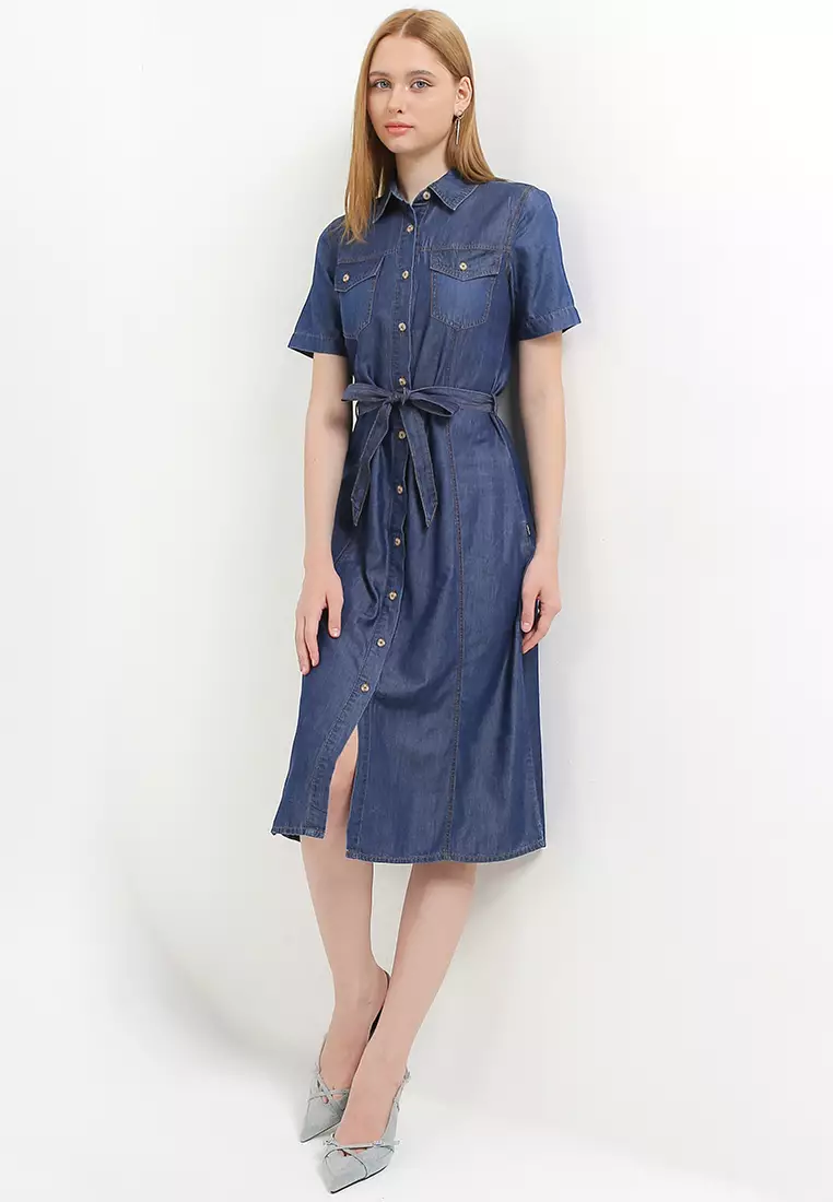 Miskav Denim Midi Dress