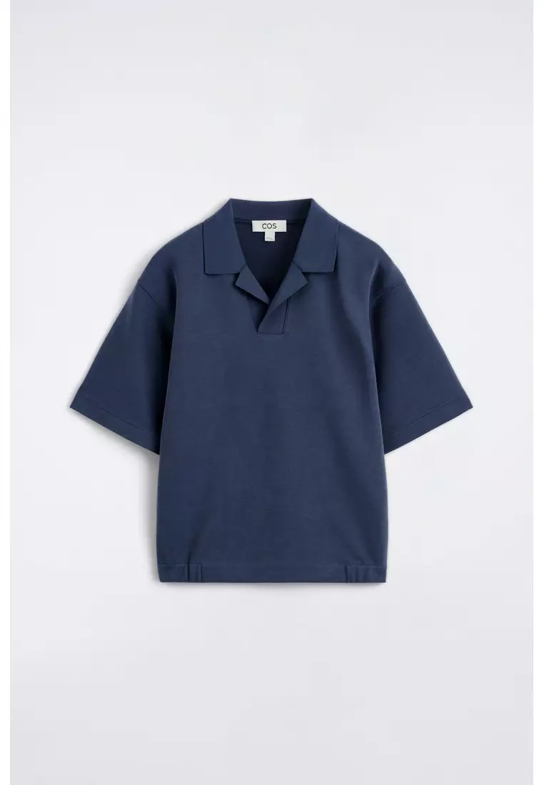 JERSEY-BONDED COTTON-TWILL POLO SHIRT