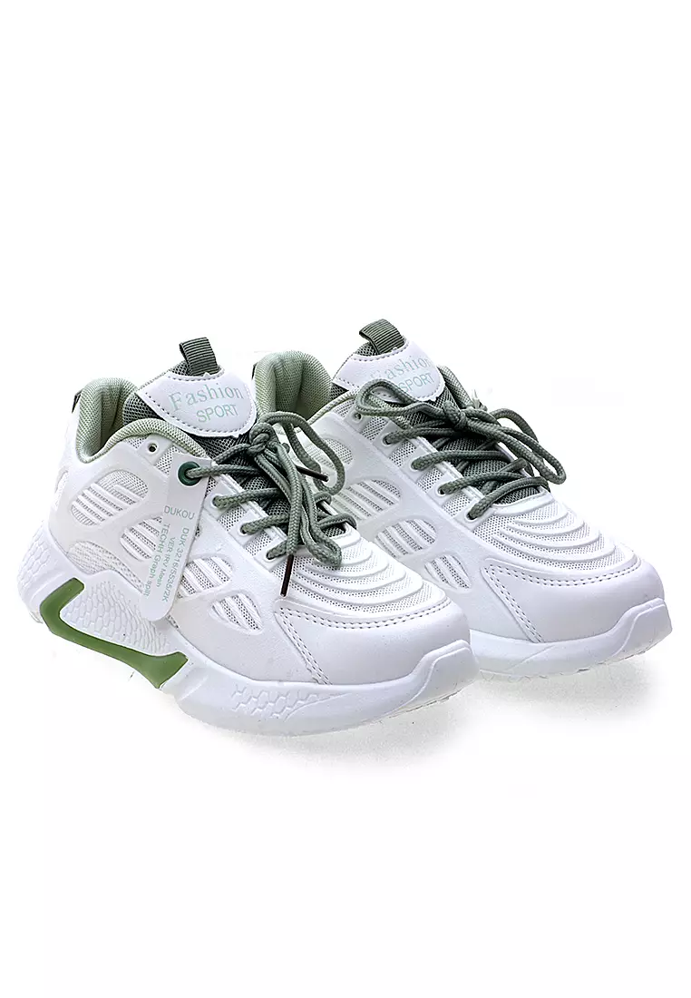 Sepatu Wanita Design Sport Sneakers Women Dual Tone Color - Hijau